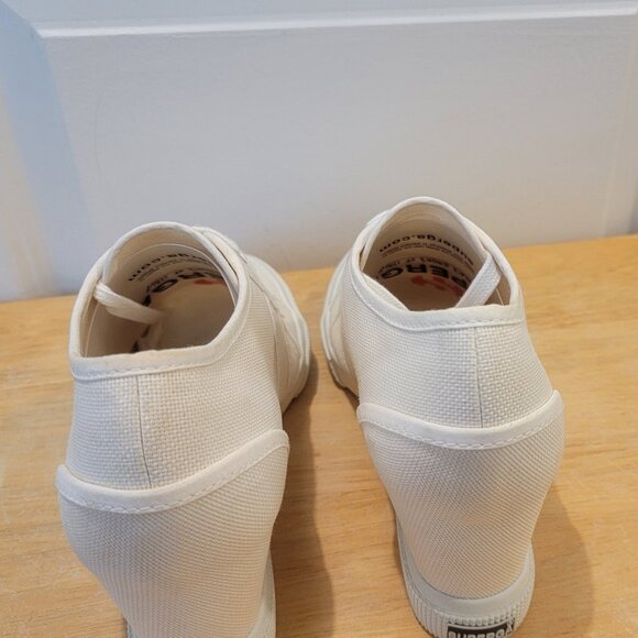 Size 37 (6.5) SUPERGA Ivory Hidden Wedge Sneakers. Never Worn. - Picture 10 of 10